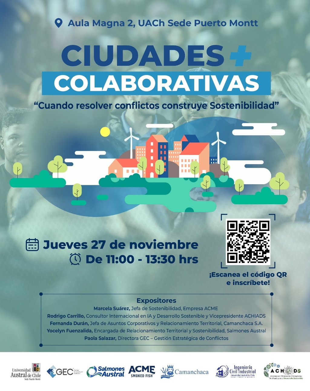 Afiche de evento Ciudades + Colaborativas donde participará Rodrigo Carrillo
