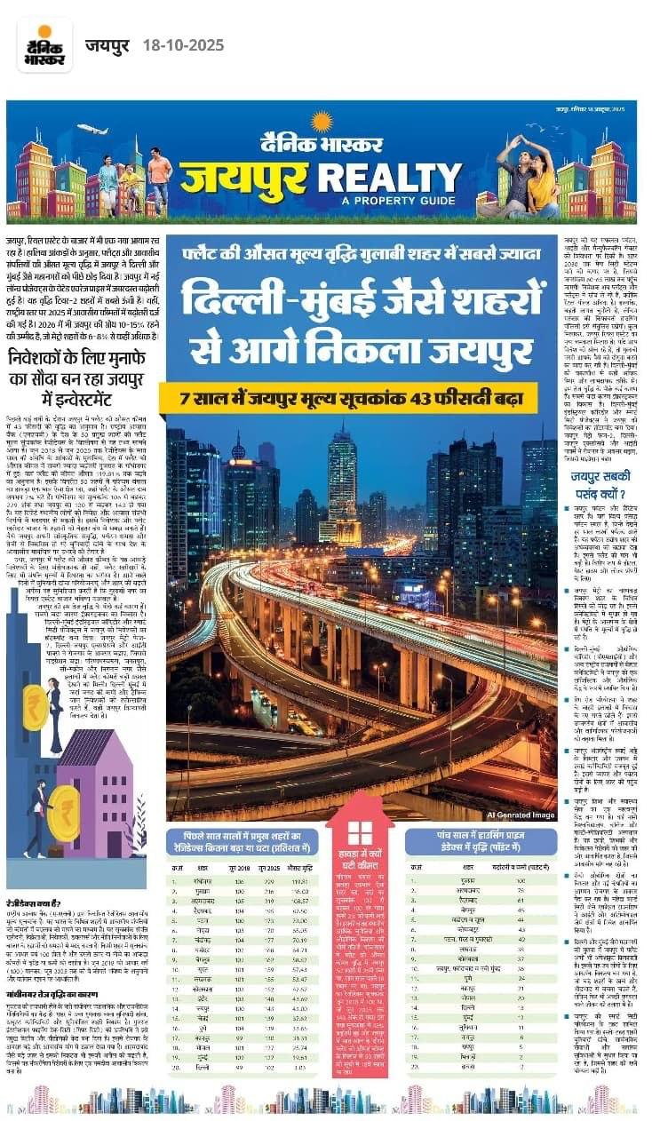 Jaipur real estate growth chart showing 43 percent property price rise outperforming Delhi and Mumbai