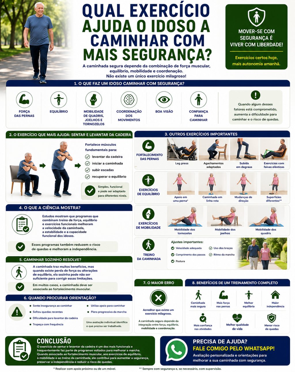 Qual exercício ajuda o idoso a caminhar com mais segurança?