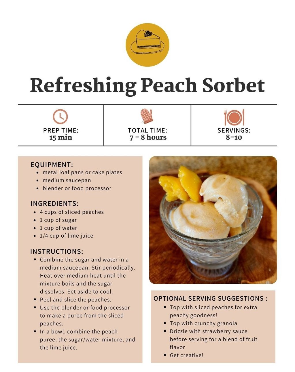 a recipe for peach sorbet