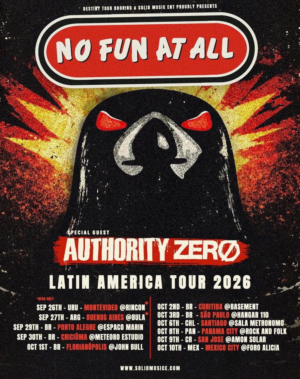 No Fun At All e Authority Zero anunciam turnê conjunta inédita pela América Latina