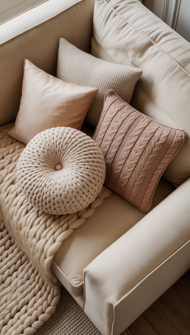a couch with pillows and pillows on it