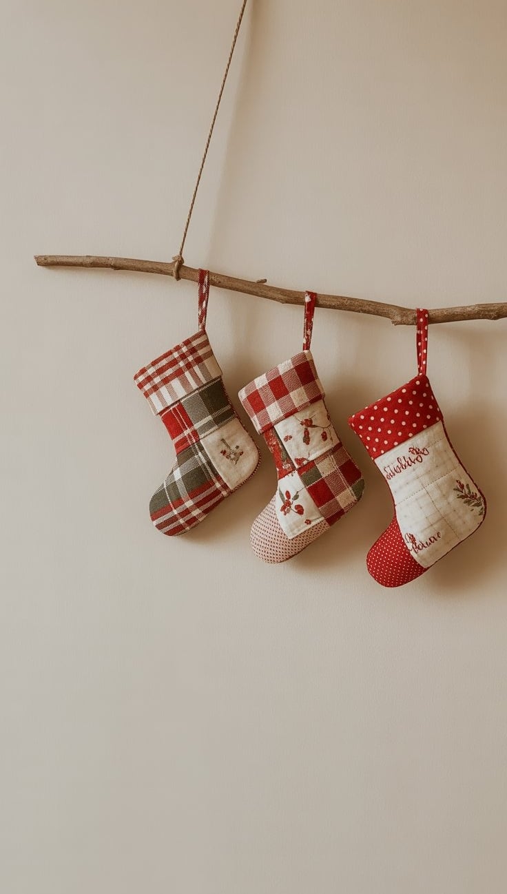 a bunch of stockings hanging from a branch branch