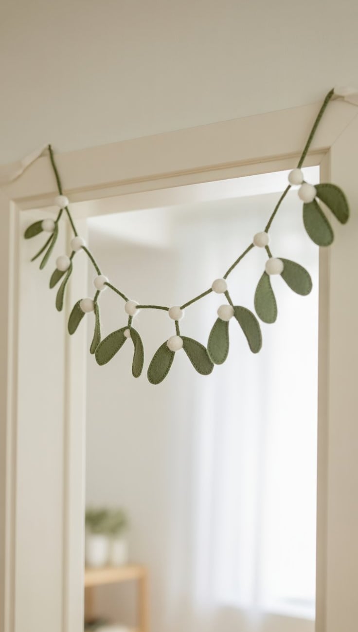 a garland of eucalyptus leaves hanging from a door