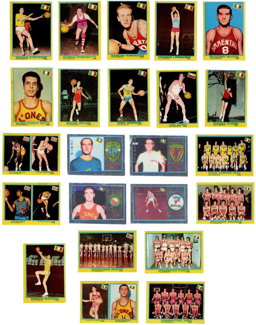 1968 Mira Tuttosport Basketball Cards from Italy