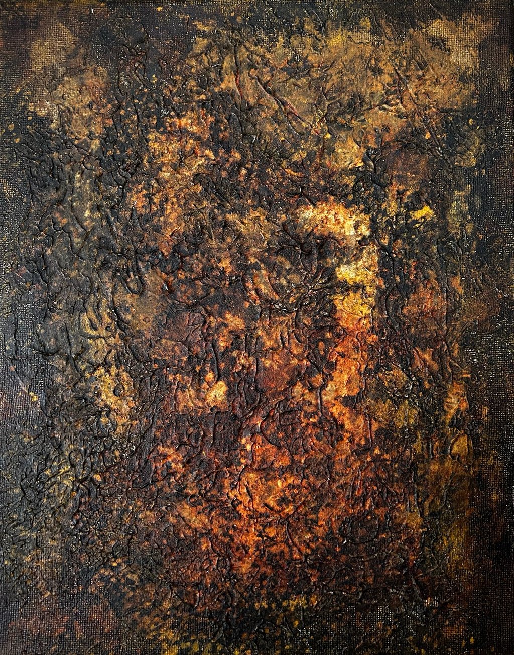 Abstarct portrait. Mixed media painting. Acrylic painting textures. Ditchling. Sussex artist Laurence Moracchini