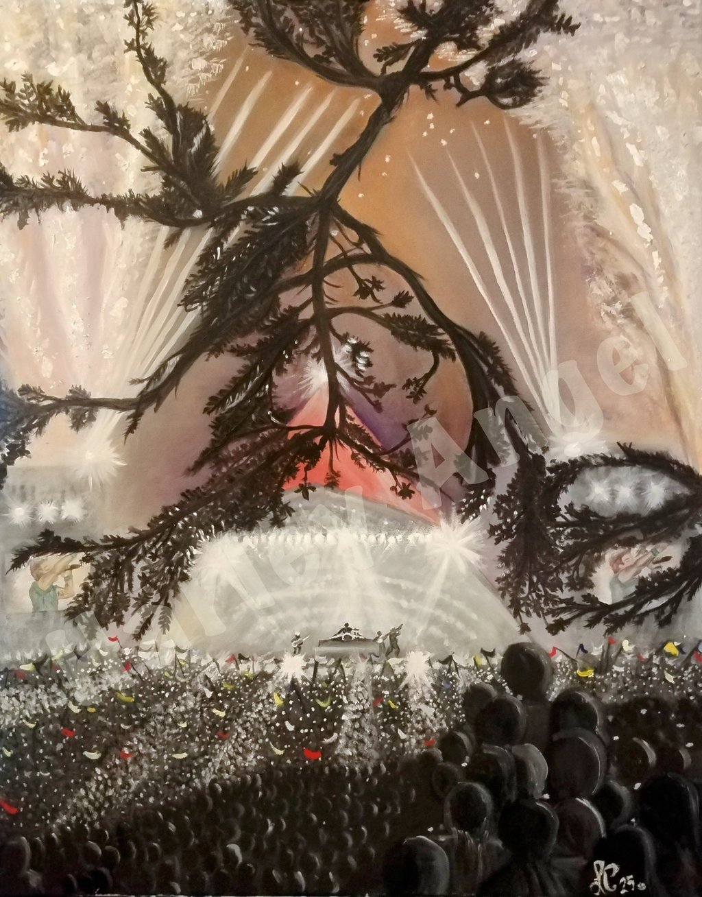 Glastonbury Festival - a sky full of stars- original oil painting and print - Coldplay 