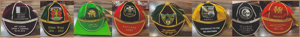 Various Hand and Machine embroidered Honours Caps