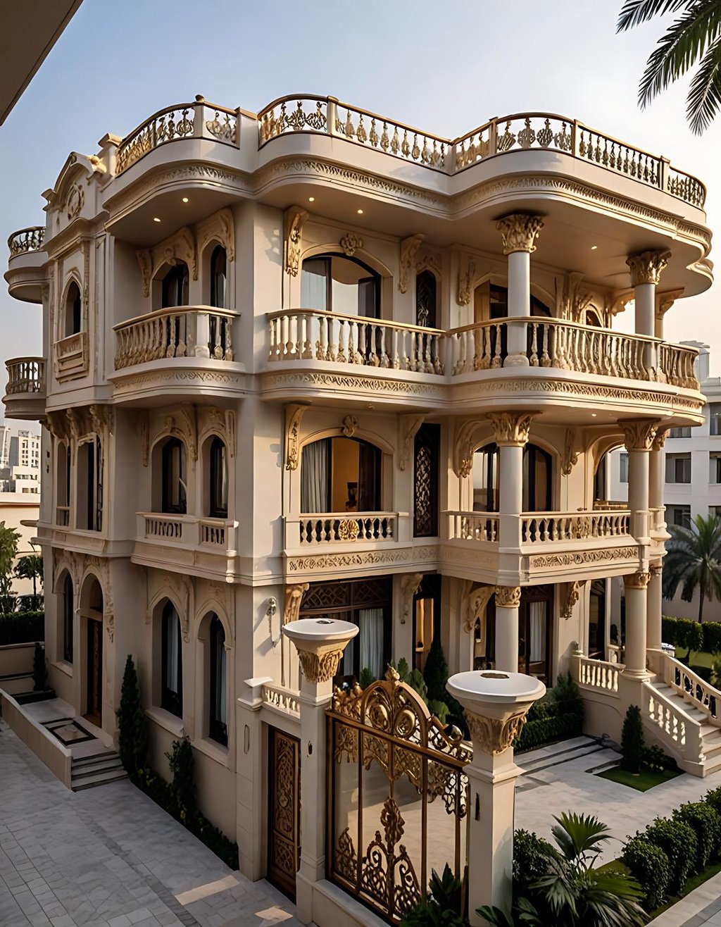 a large building with a large balcony and a balcony | Nour Nagy Designs