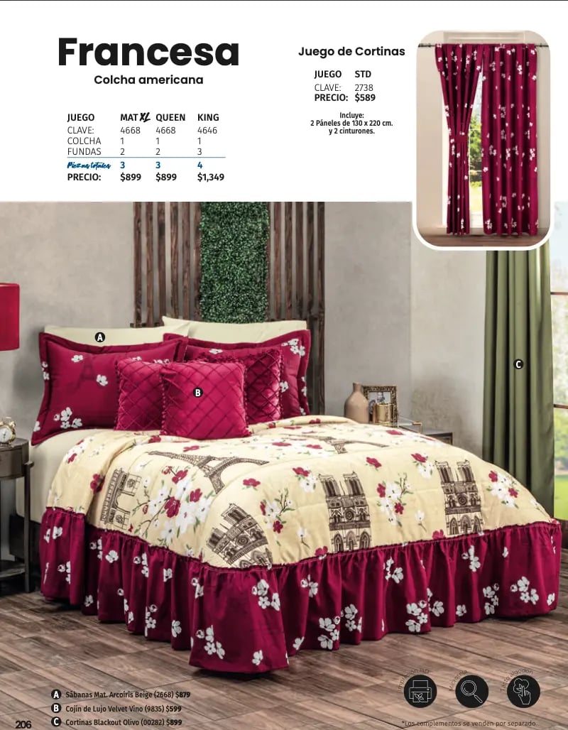 Colcha americana modelo Francesa de la marca Intima hogar