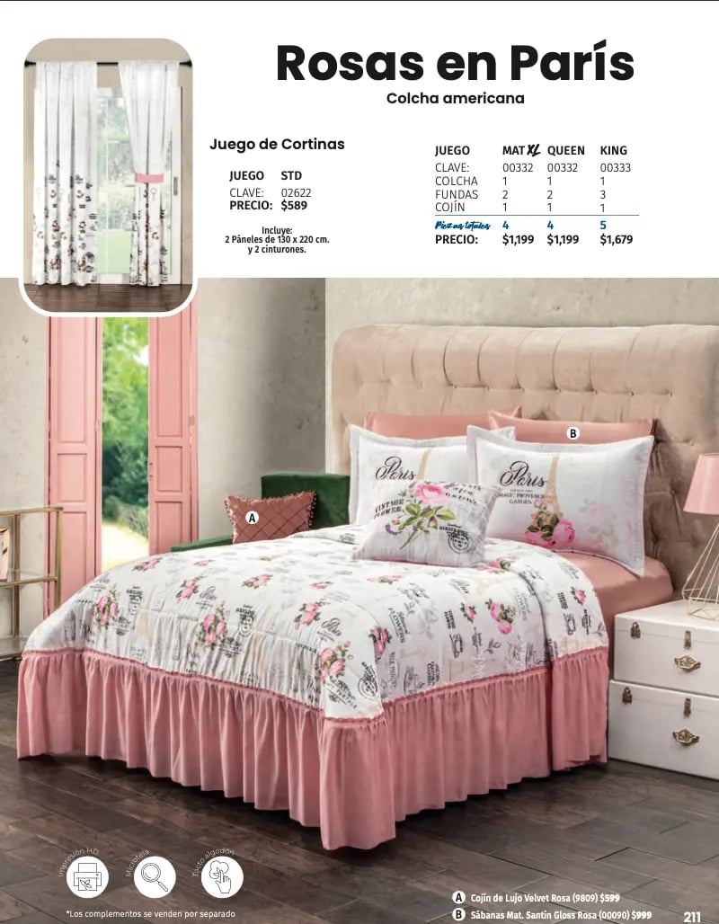 Colcha americana modelo Rosas en París de la marca Intima hogar