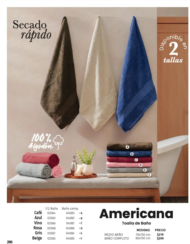 Toallas de multiples colores modelo Americana de la marca Intima Hogar