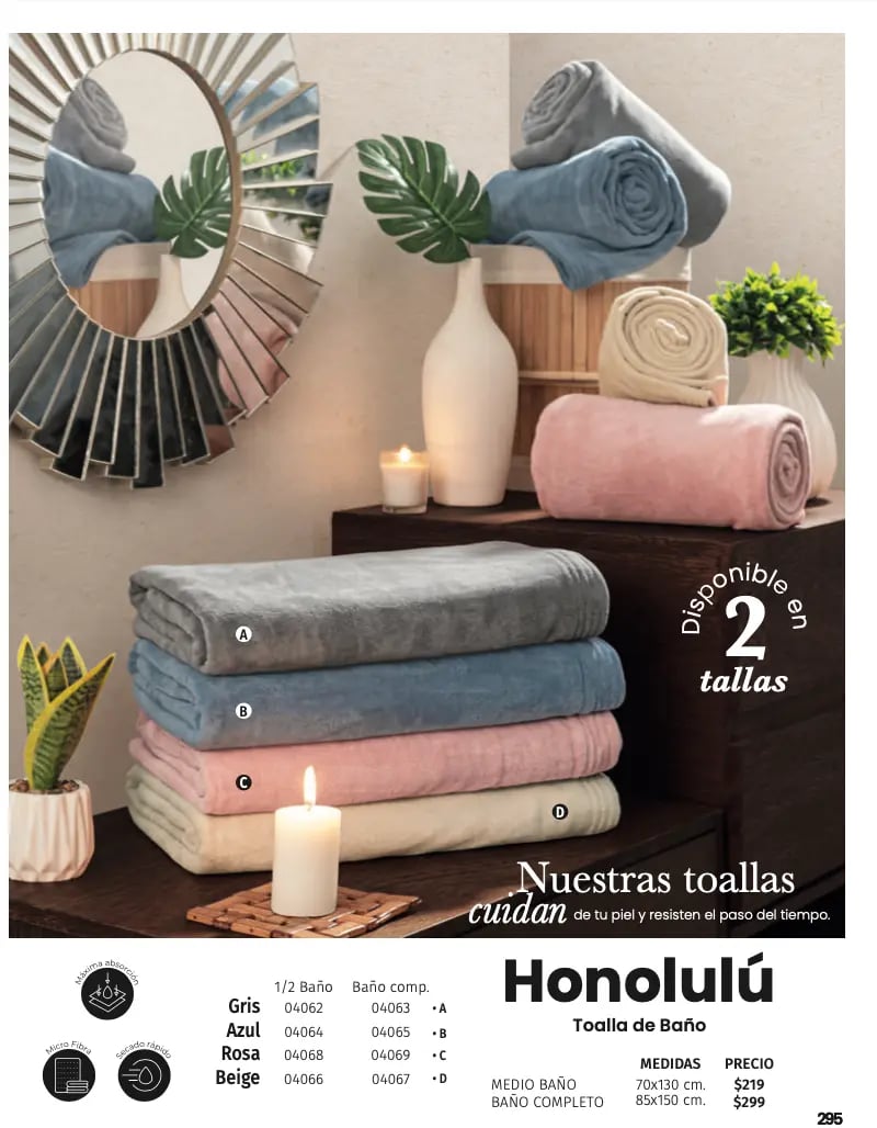 Toallas de multiples colores modelo Honolulú de la marca Intima Hogar