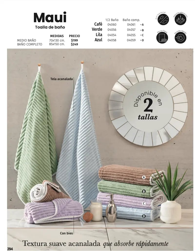 Toallas de multiples colores modelo Maui de la marca Intima Hogar