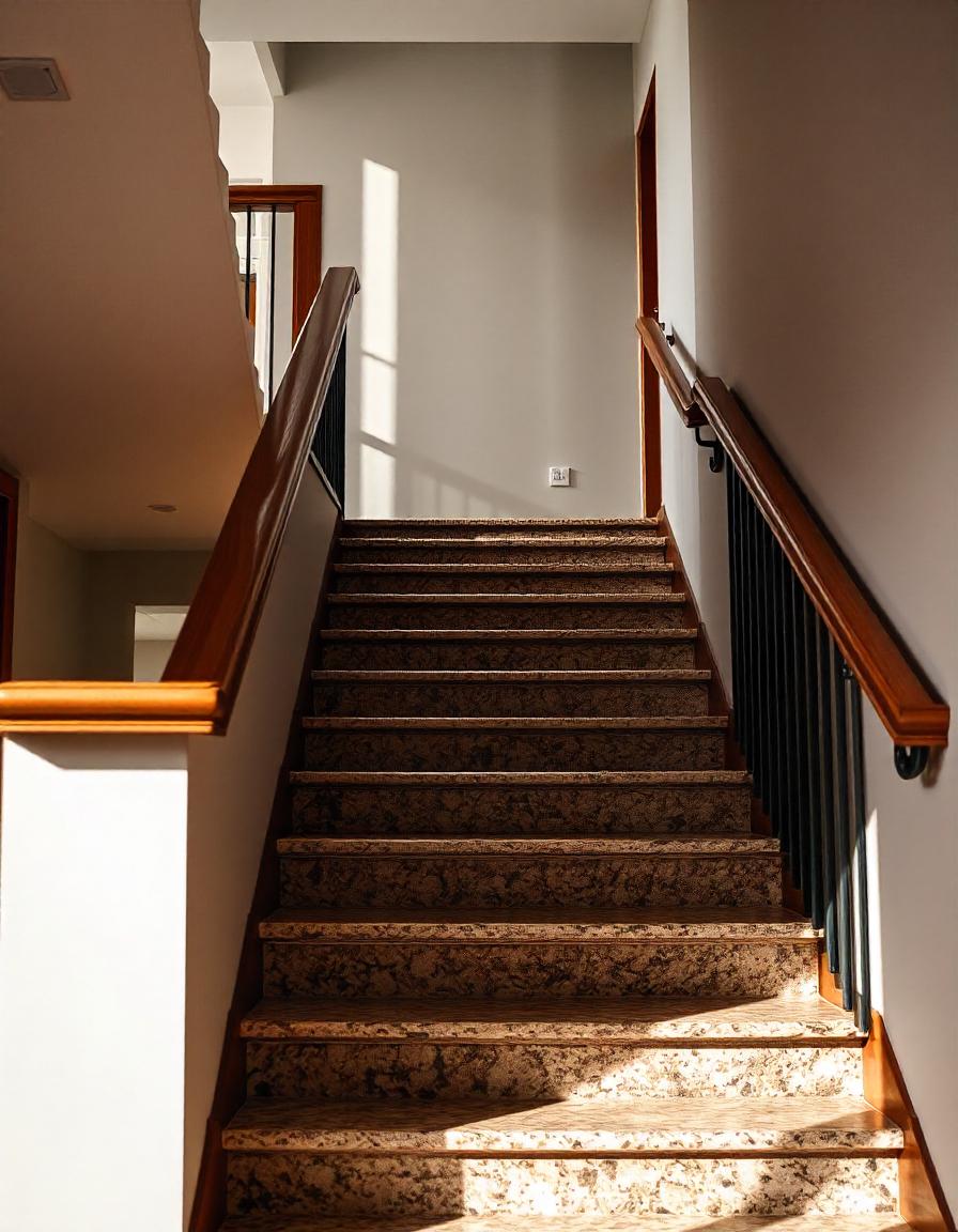 rudi granitiniai laiptai