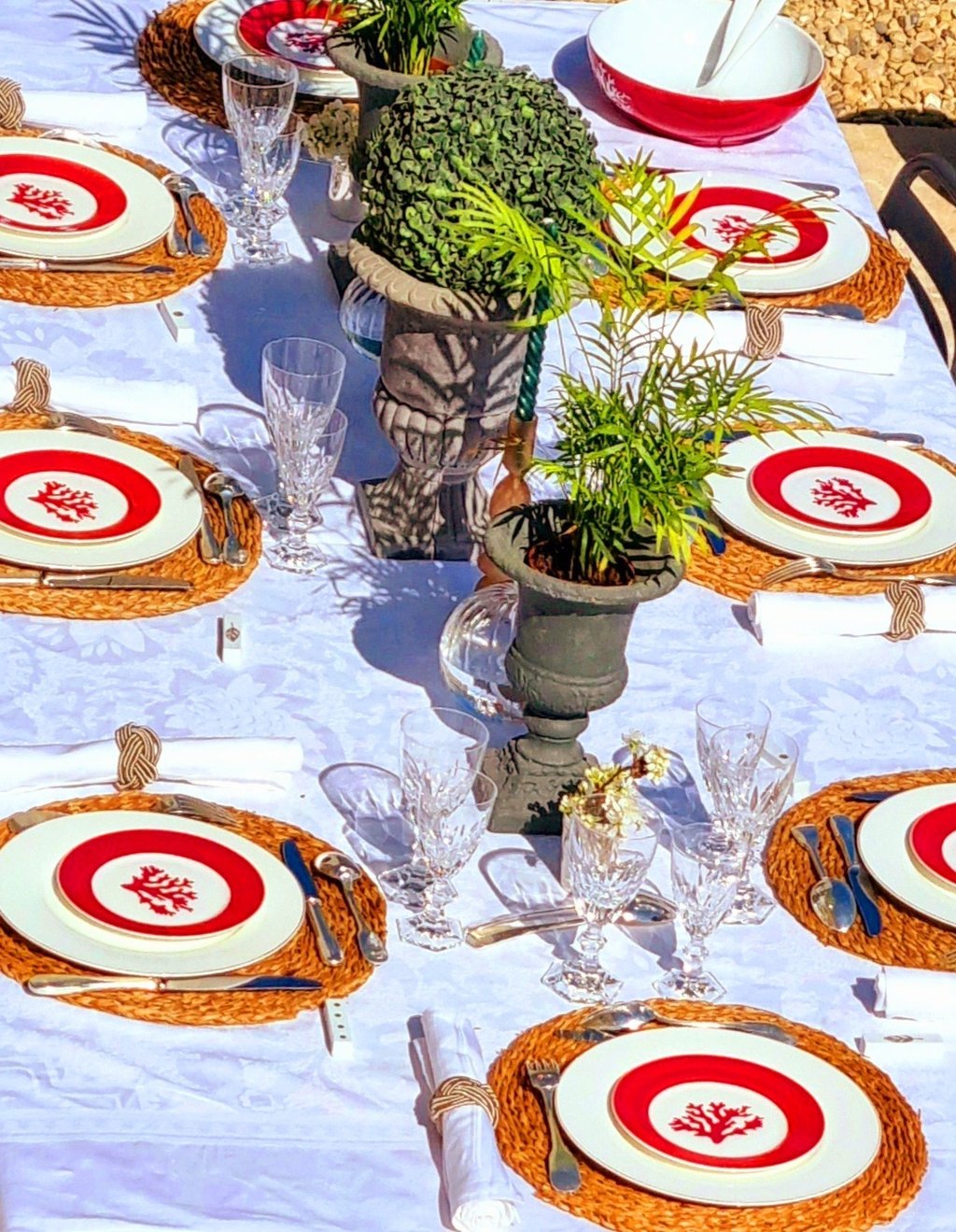 assiette en porcelaine rouge corail