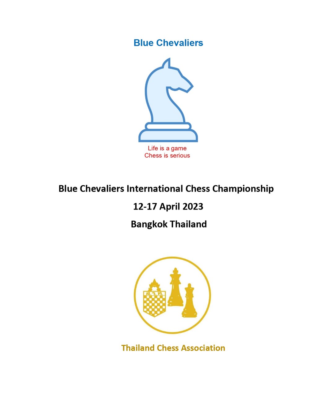 Blue Chevaliers International Championship in Bangkok. Peter Frost Chess. Blue Chevaliers.