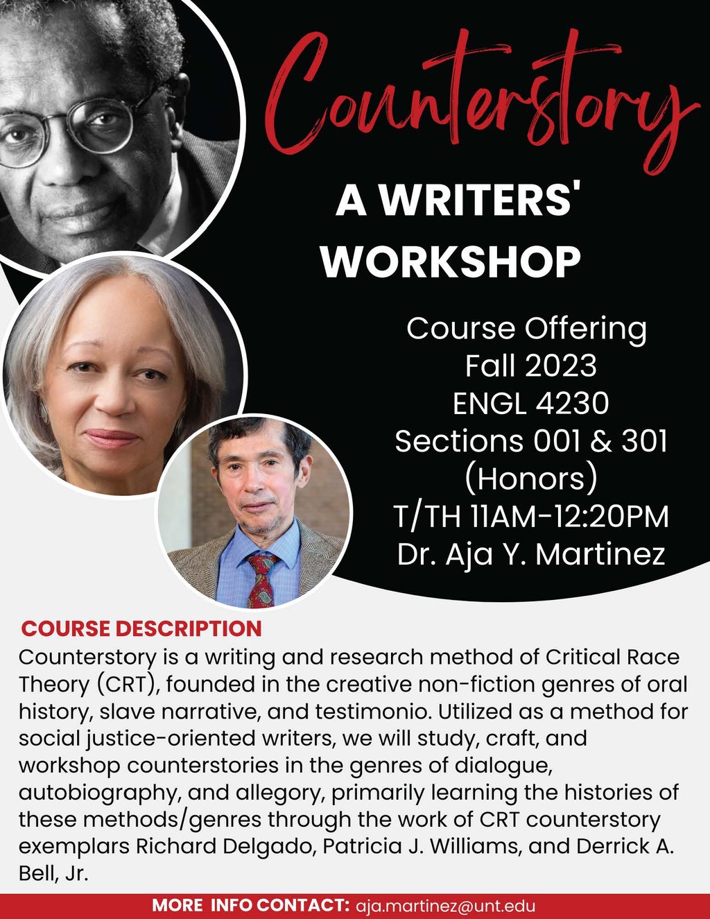 a poster for a workshop on how to write counterstory