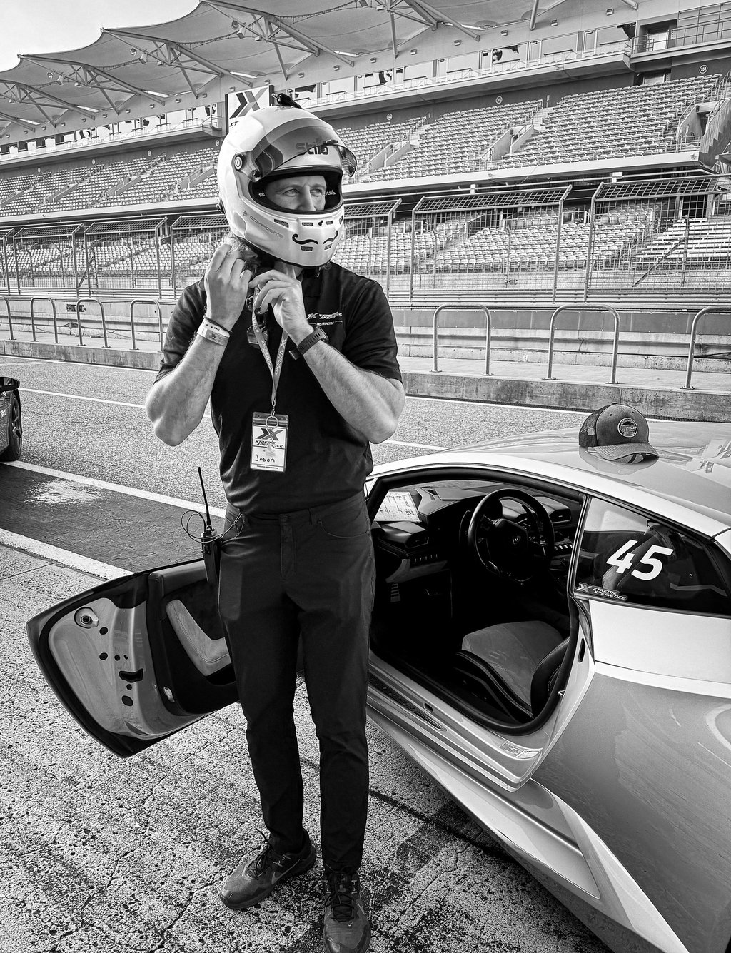 Jason Friday suiting up for a lamborghini