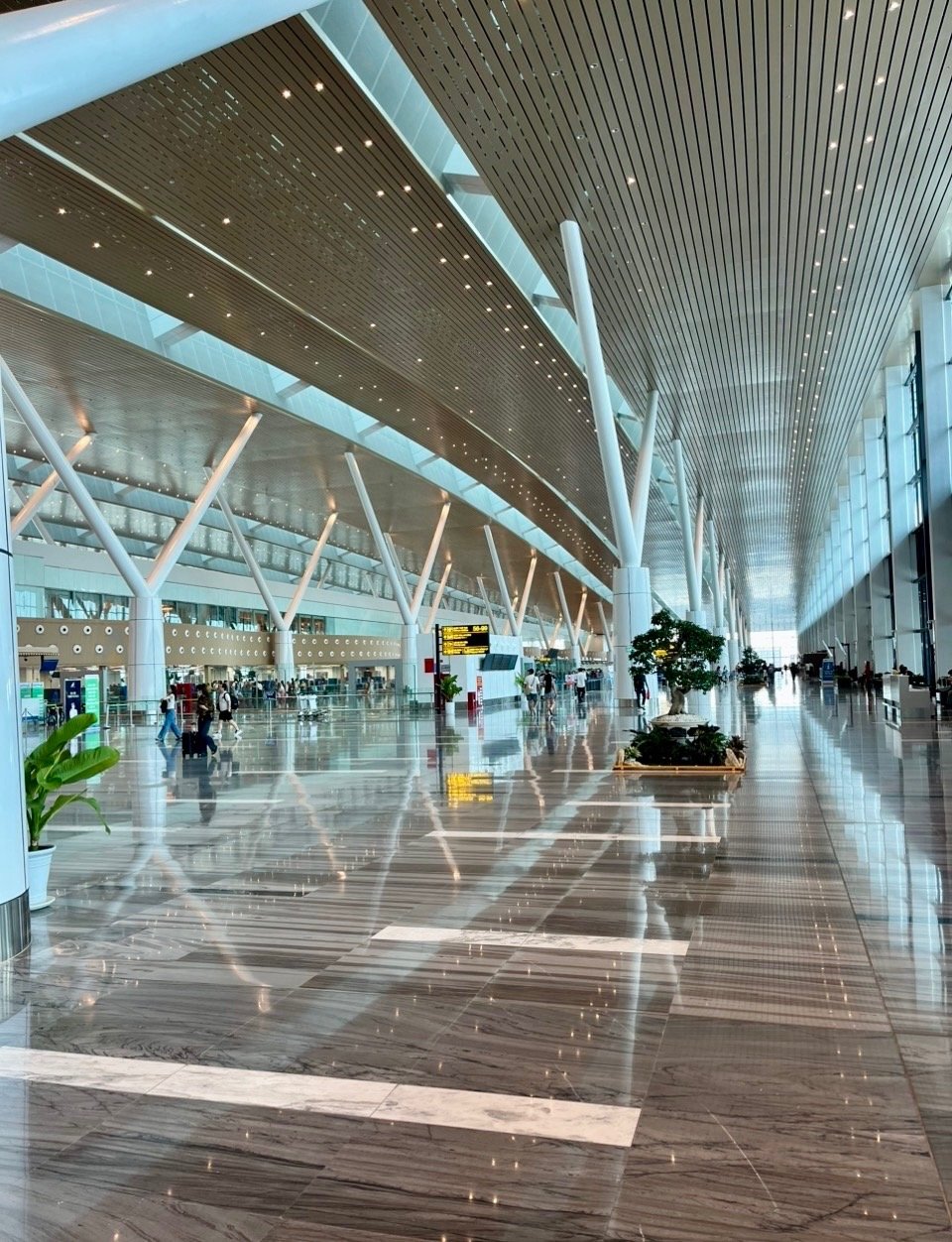 Travellers inside the domestic airport terminal in Vietnam