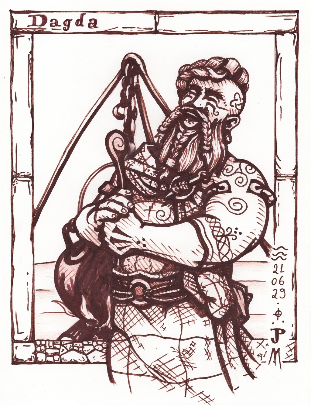 Ilustração de Dagda, o Deus Bondoso, do Jaum em 2021