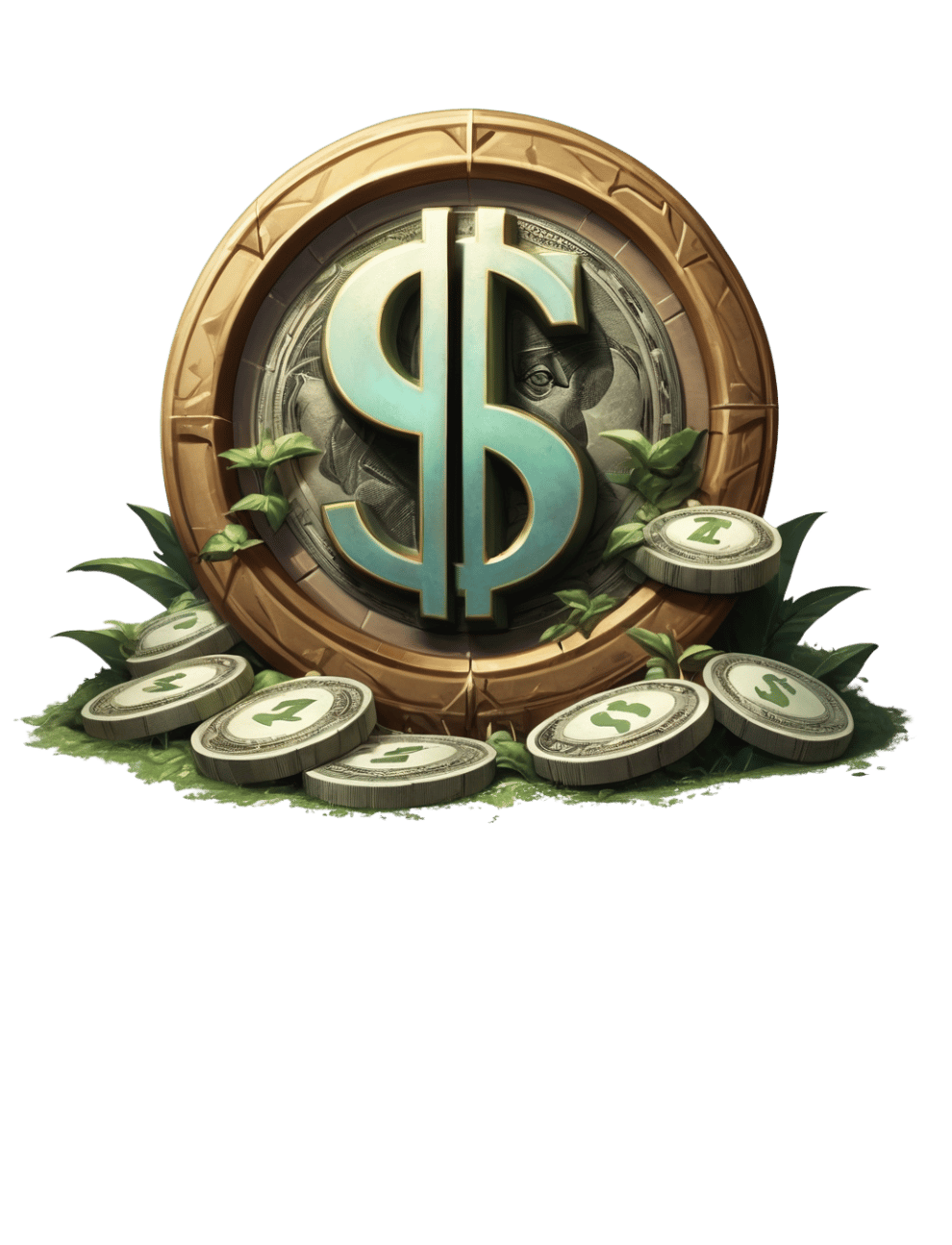 Stack of golden coins with a dollar sign, representing evergreen income, financial stability, and pa