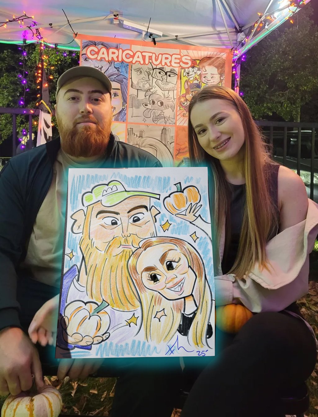 caricature of a couple
