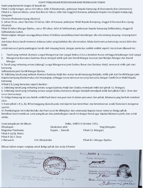 Surat pengakuan perdamaian dan pembagian