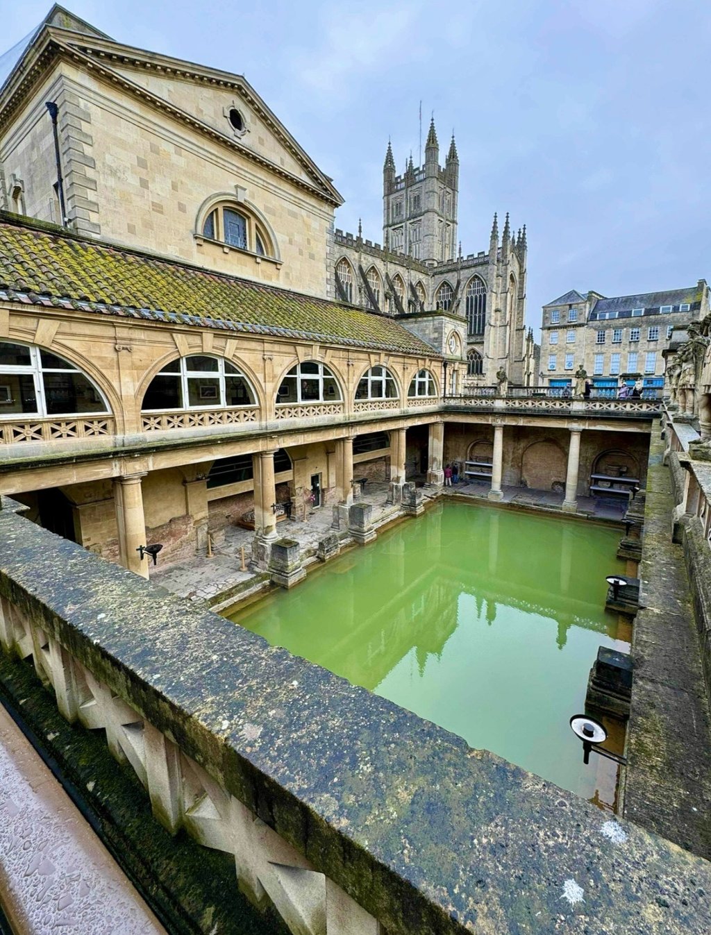 Roman Baths in Bath with reflections in the water