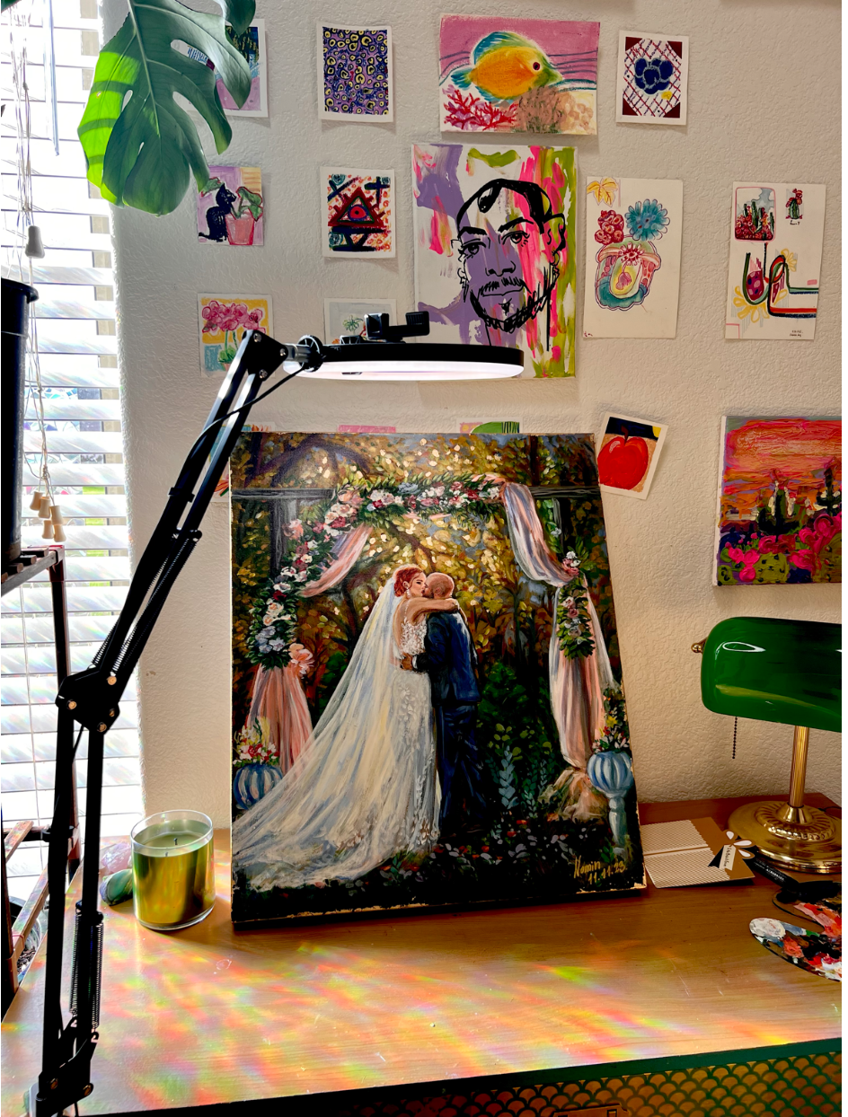 LIve wedding painting, Live painter near me, Artists studio