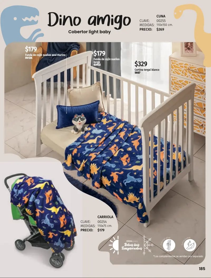 Cobertor azul modelo Dino amigo de la marca Intima hogar