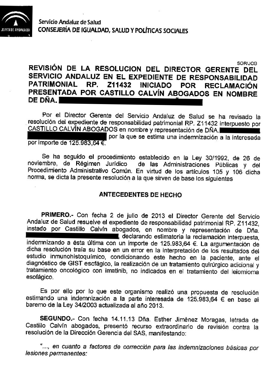 error diagnóstico de un tumor