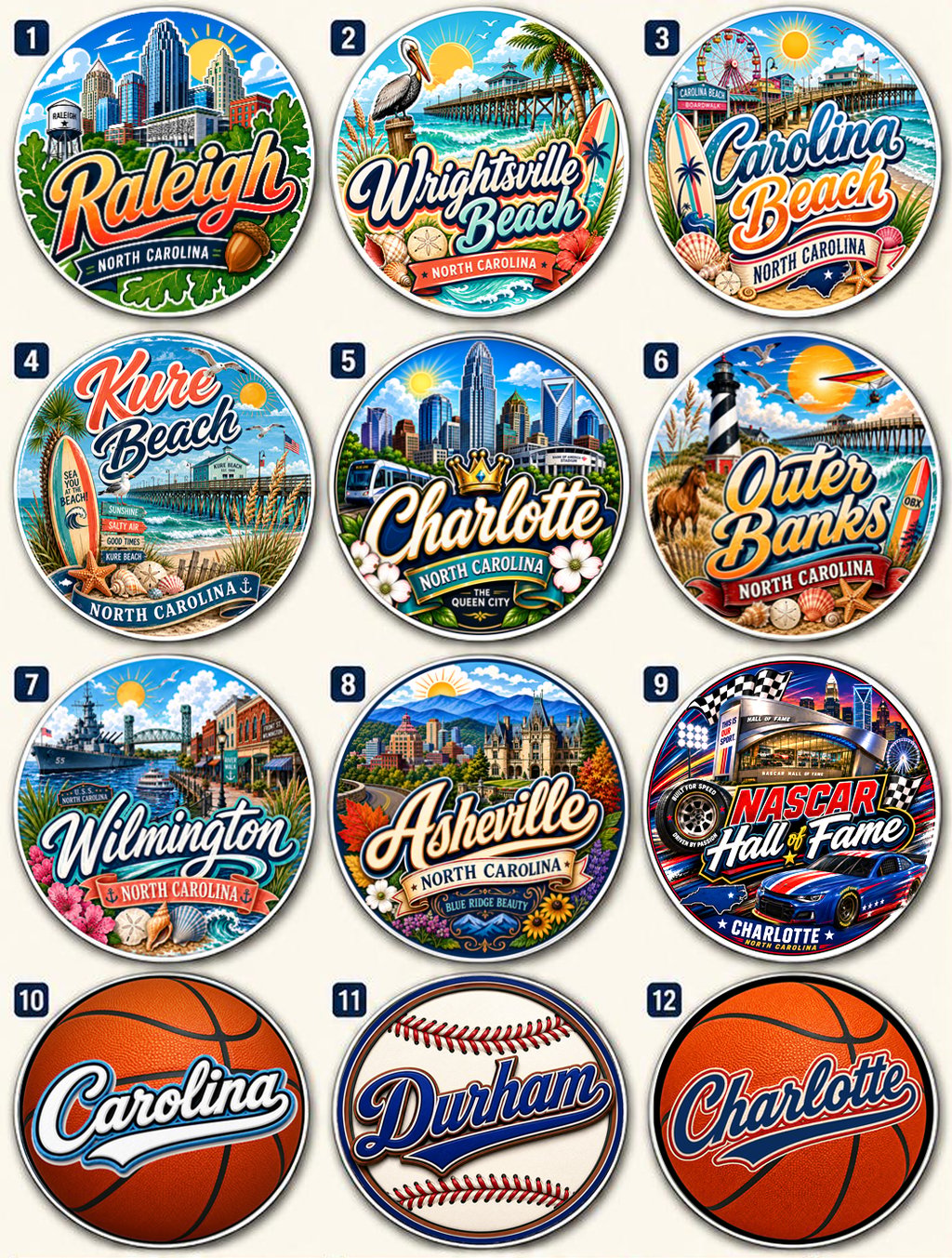 12 North Carolina Magnets