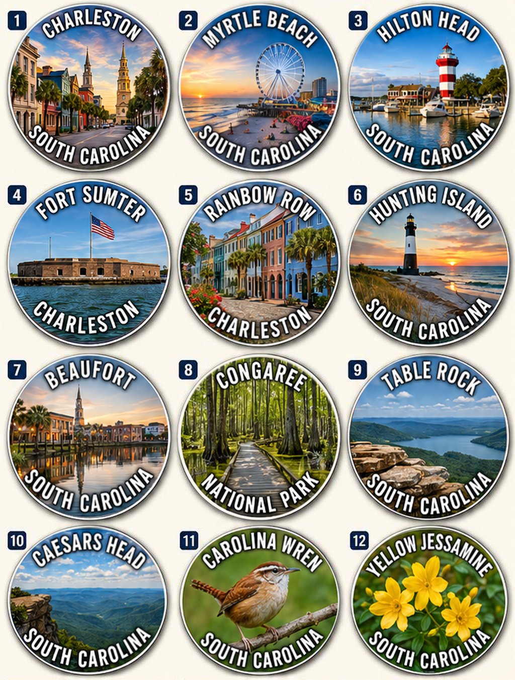 12 South Carolina Magnets
