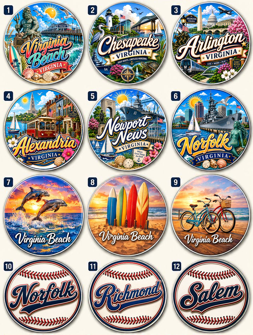 12 Virginia Magnets