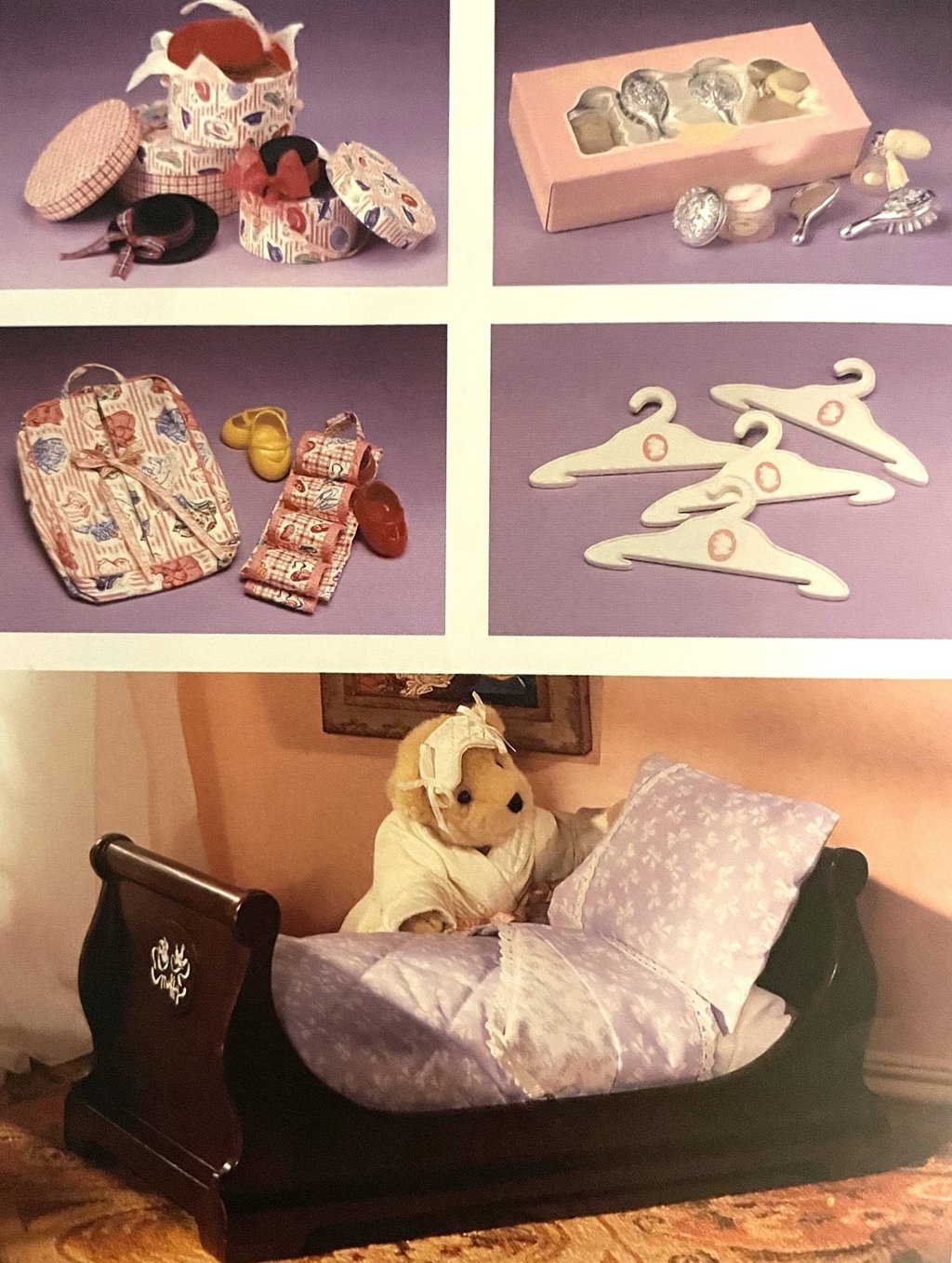 teddy bear and doll house furniture