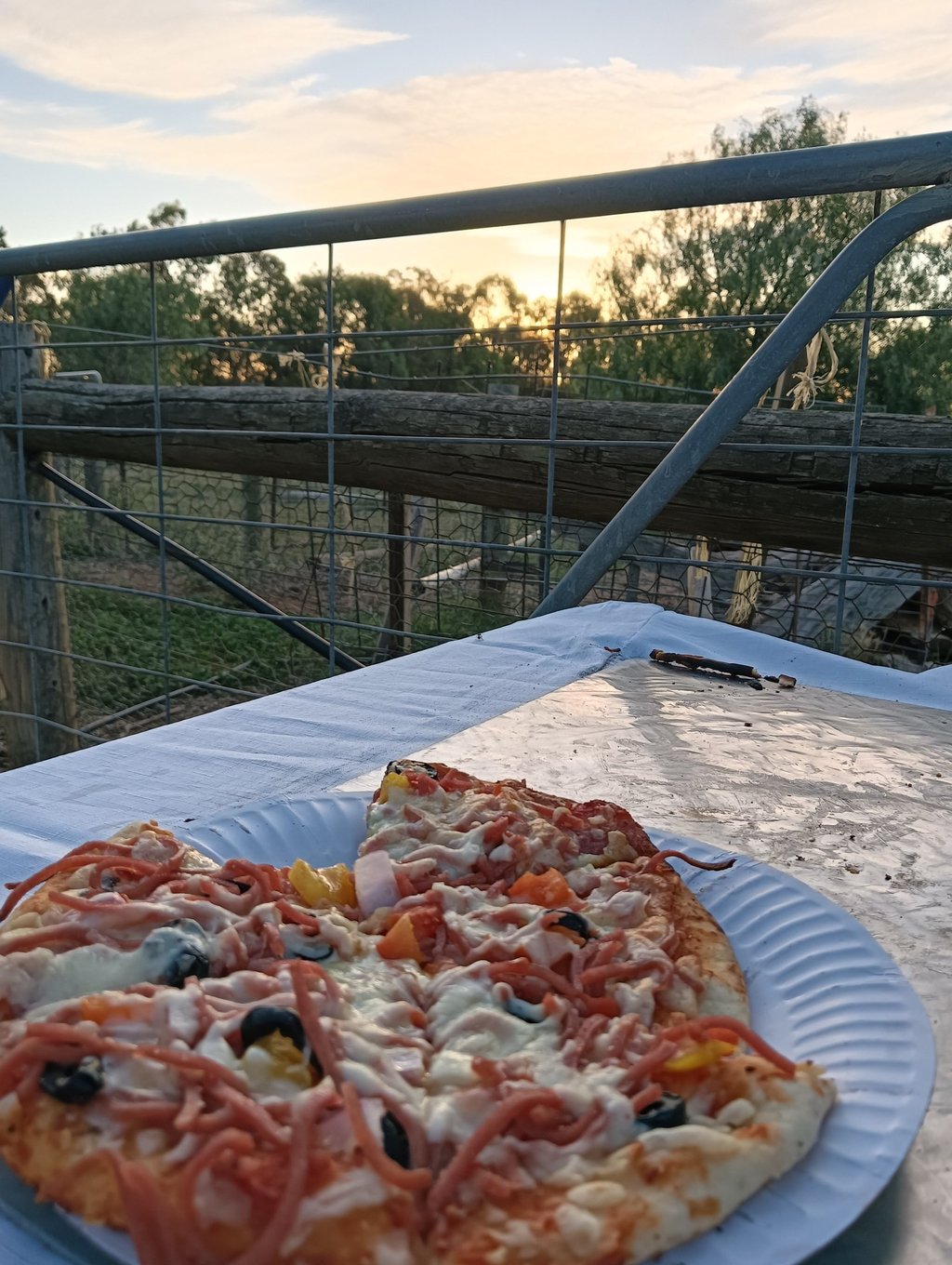 pizza on a plate at a party in country Victoria