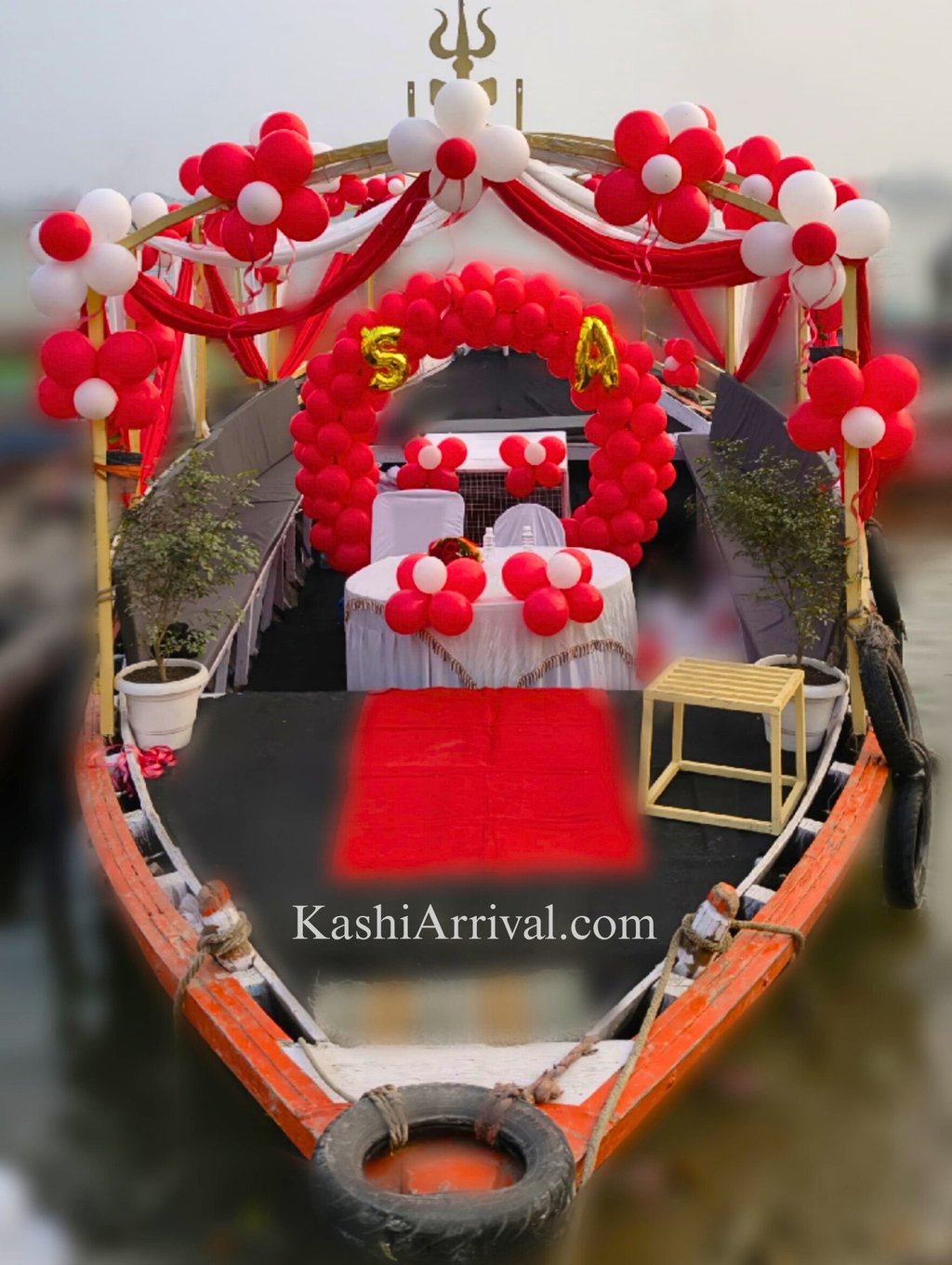 Premium Decorated Canopy (Light) Motor Boat for Grand Celebration in Varanasi