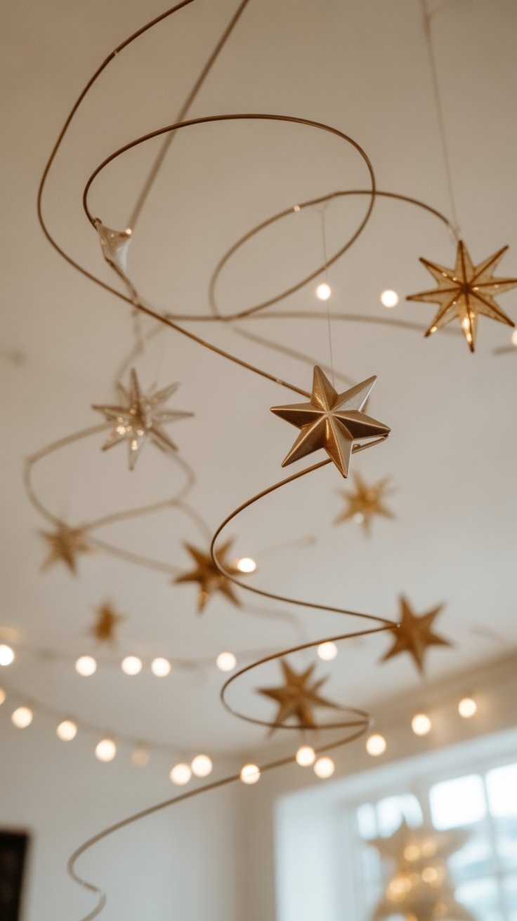 a bunch of stars hanging from a ceiling
