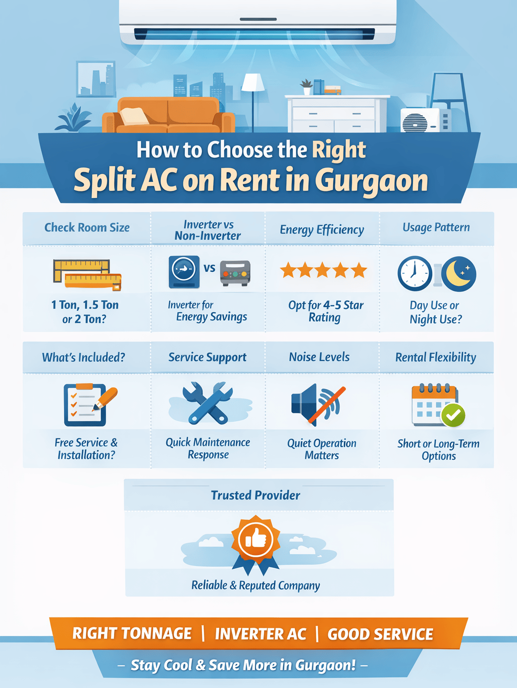 How to Choose the Right Split AC on Rent in Gurgaon