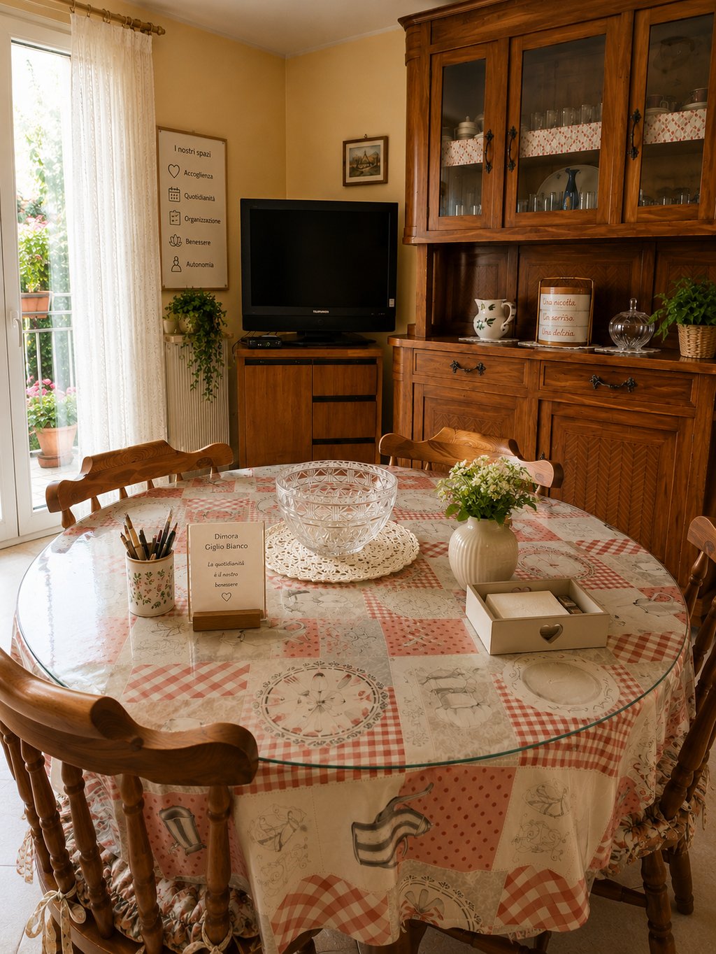 Sala comune della Dimora Giglio Bianco con tavolo