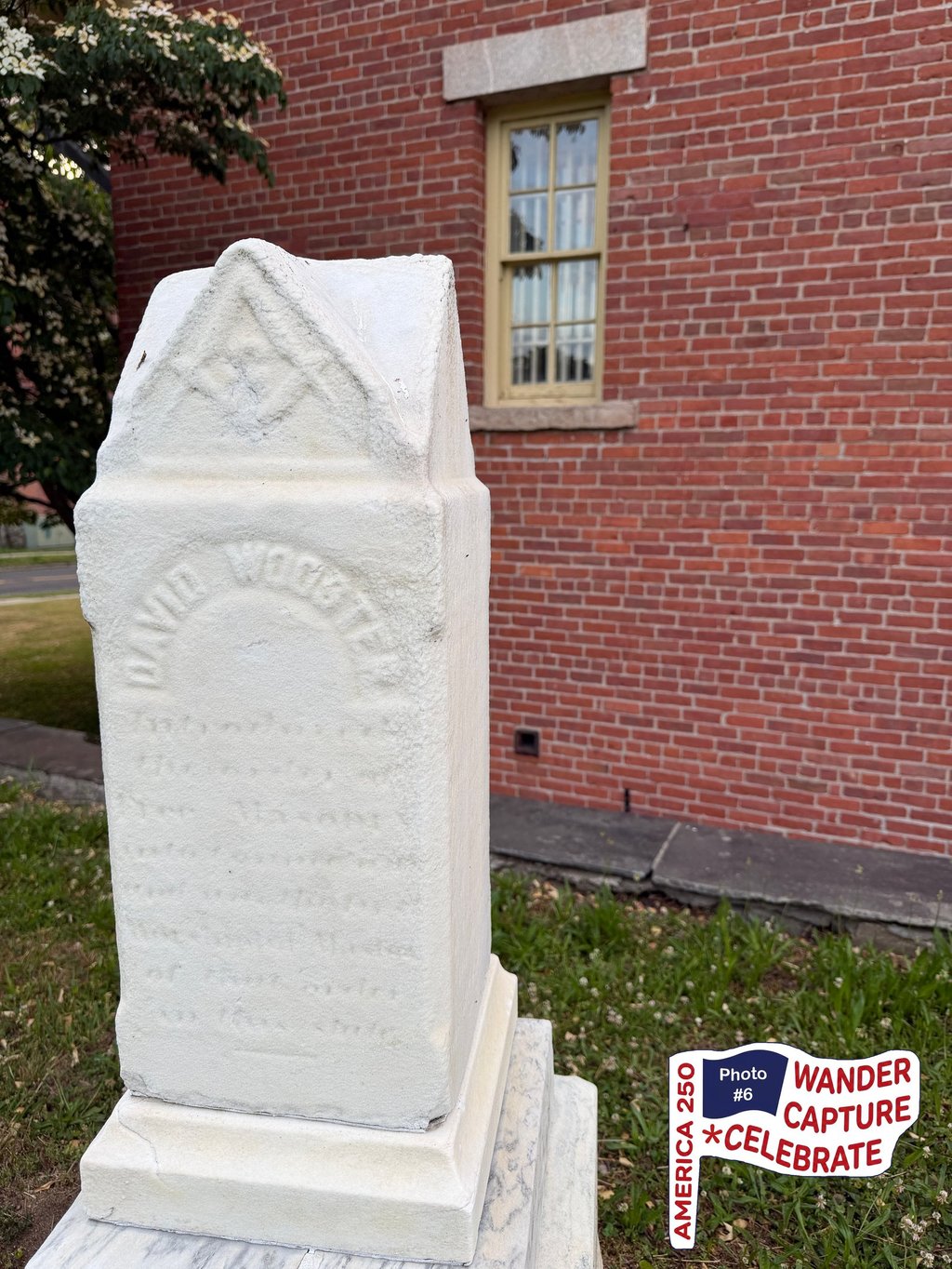 The grave marker for David Wooster, Revolutionary War hero. 