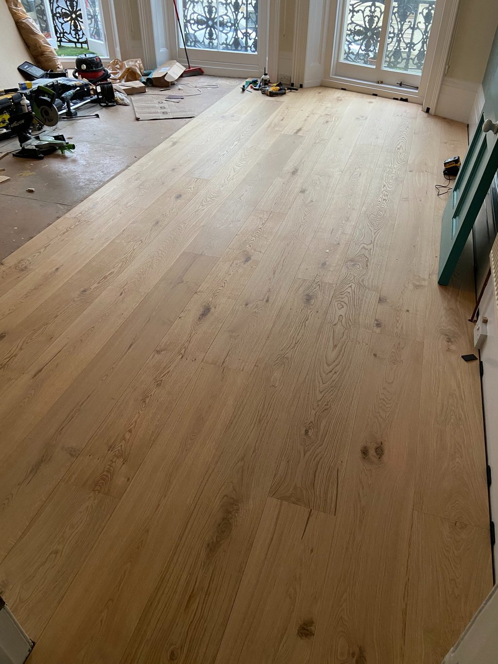 Sanded wooden floor restoration in Worthing Sussex, natural timber flooring finish