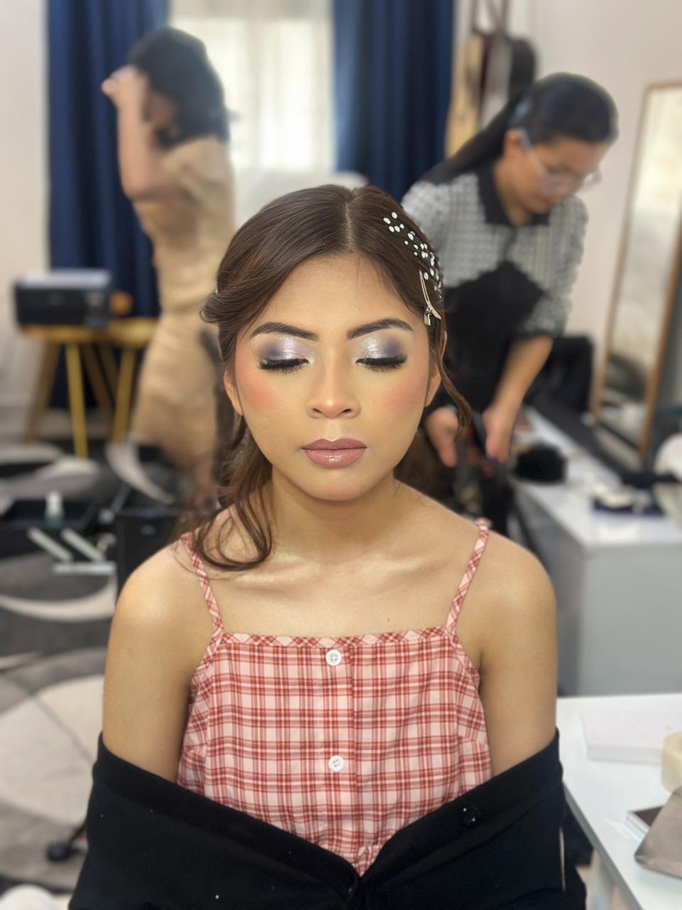 Close-up of bridal eye makeup and professional lash application Dubai