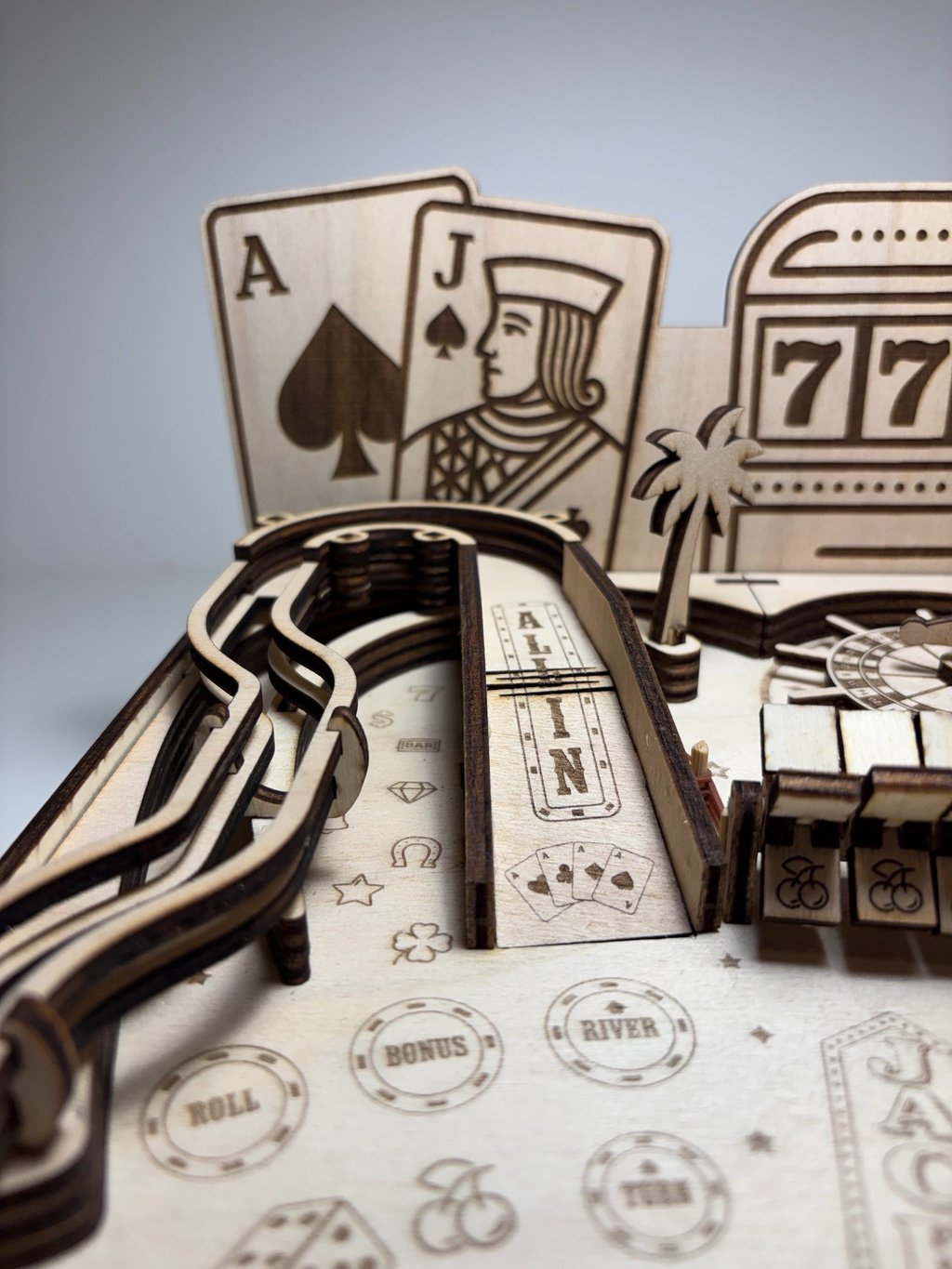 Casino laser cut pinball machine assembled, SVG files