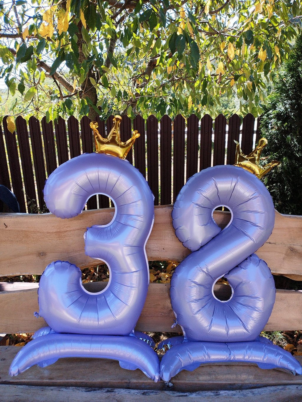 42 inches , light purple balloons number 3 and 8