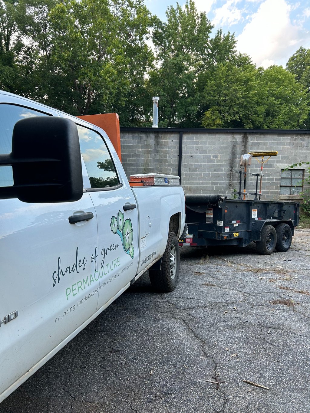 a company trailer with a heavy duty trailer attached