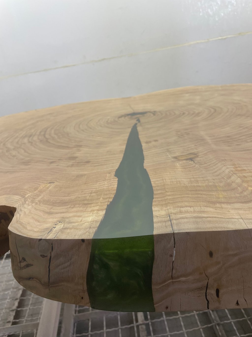 Round chestnut table with epoxy