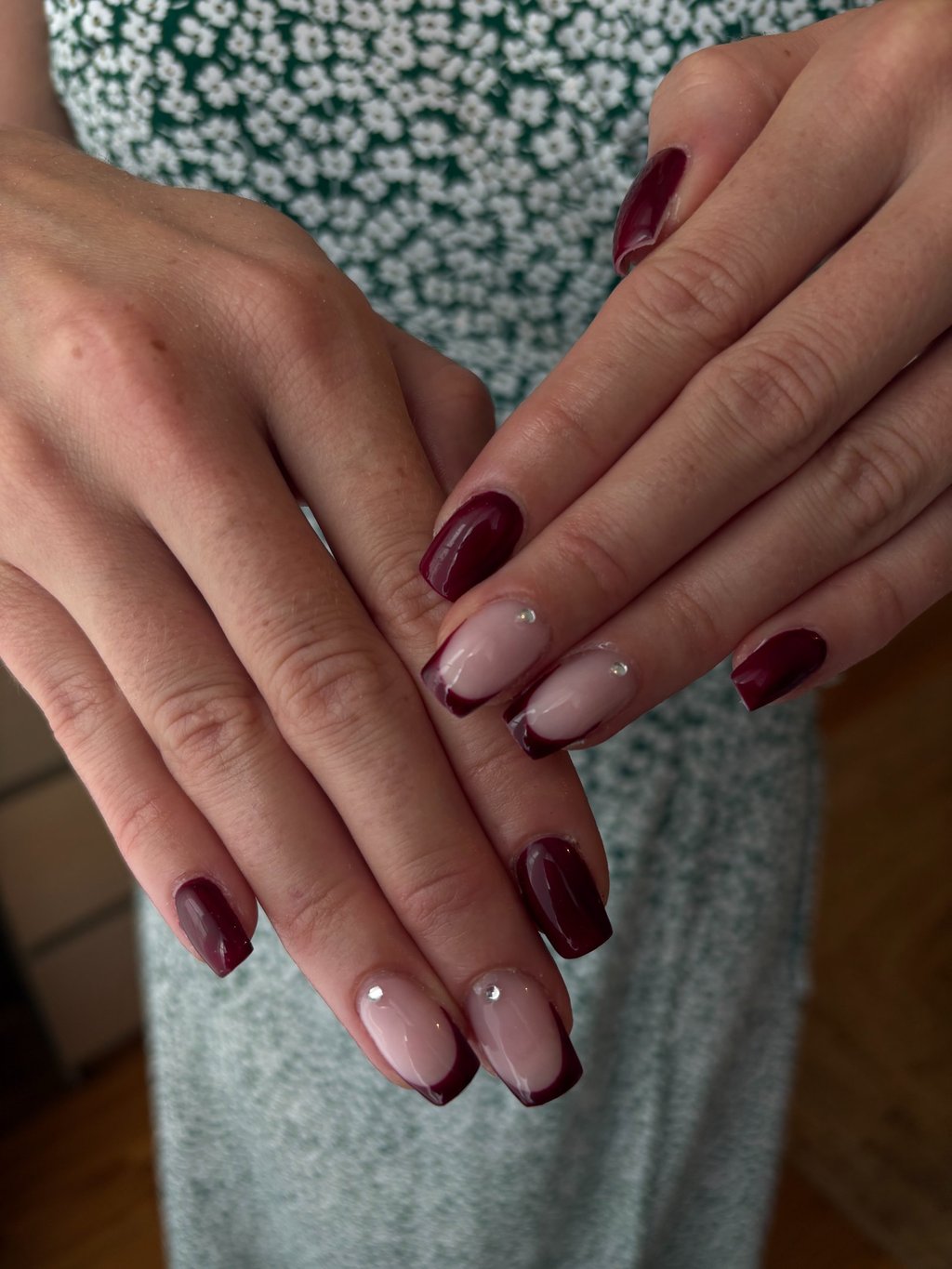 a woman's hands with a manicured manicured manicured manicured mani