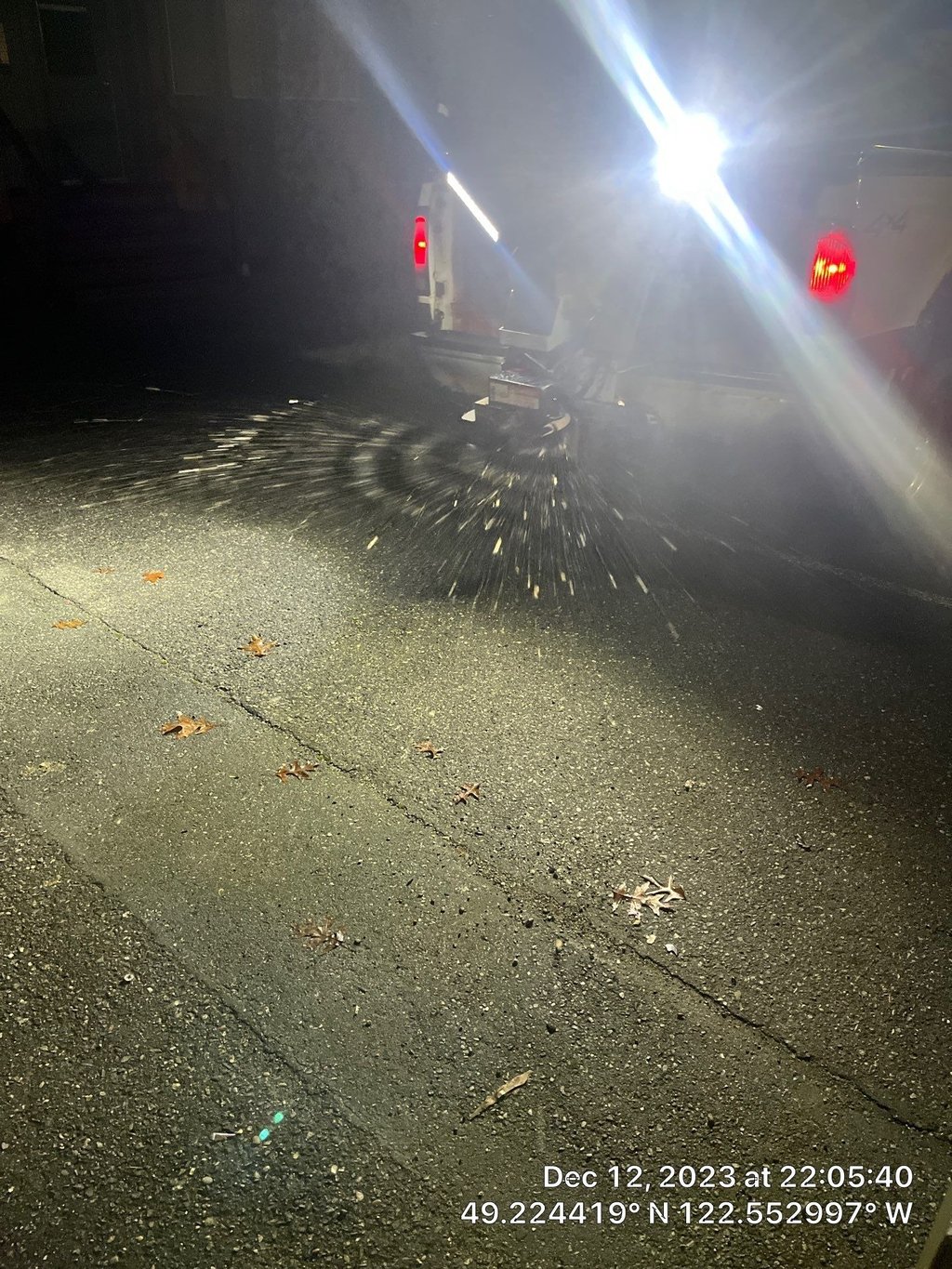 A salt truck spreading salt